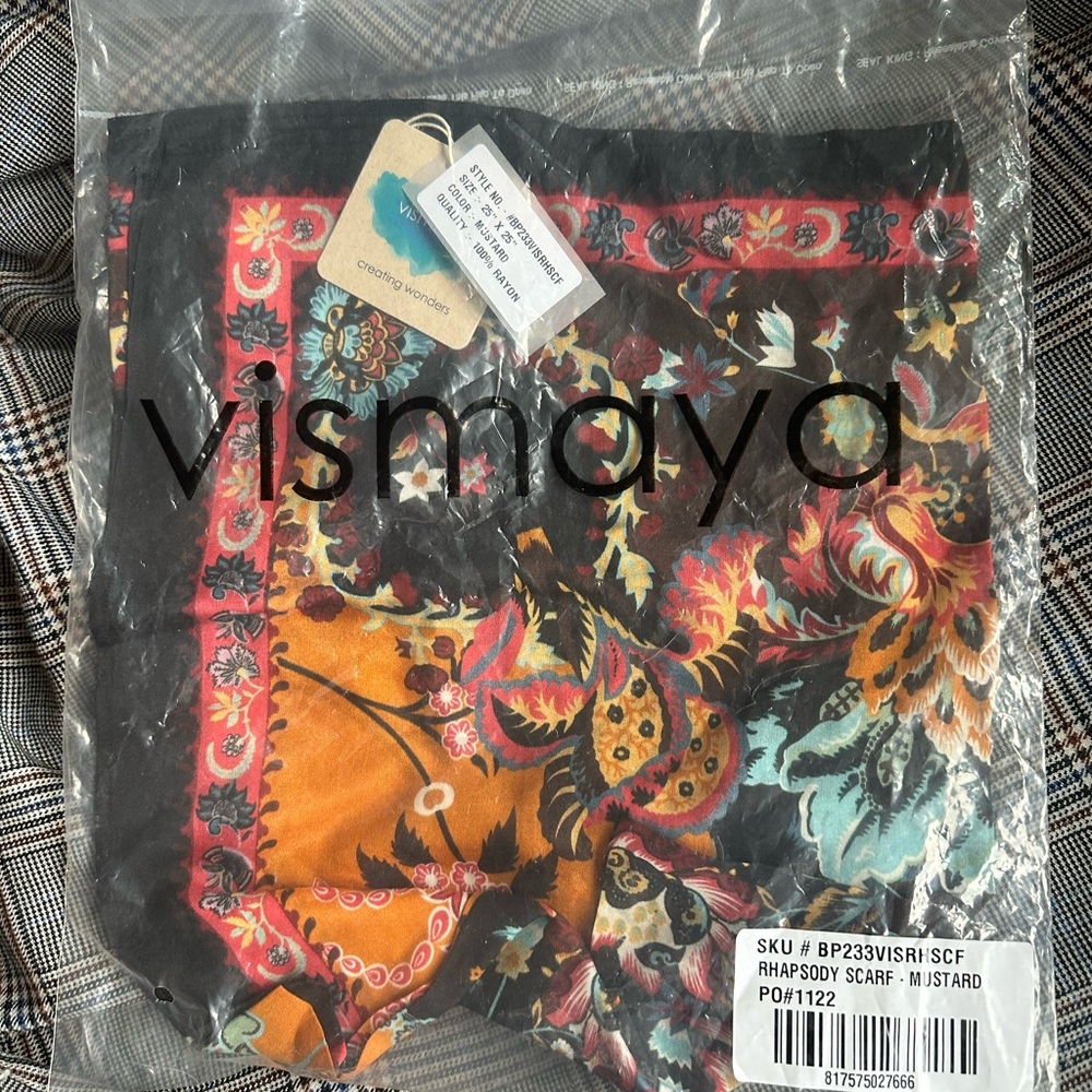 Vismaya Multicolor Rhapsody Scarf - mustard